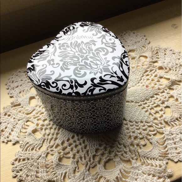 Brighton Jewelry - Brighton Heart Shaped Black and White Metal Box